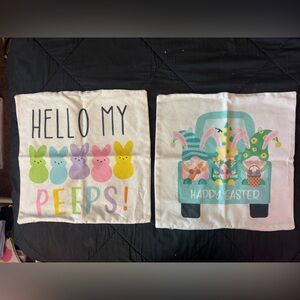 Happy Easter Pastel Bunny Decorative Pillow Covers - Set of 2